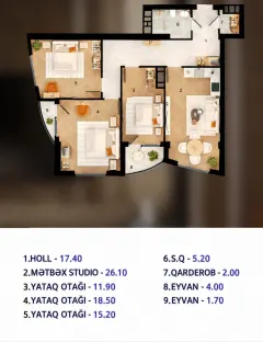 Satılır 3 otaqlı Mənzil 103 m² Abşeron r. – şəkil 2