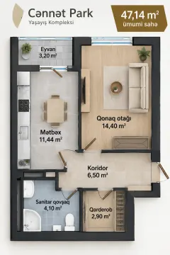 Satılır 1 otaqlı Mənzil 47 m² Abşeron r. Aşağı Güzdək q. 20 Yanvar m. – şəkil 8