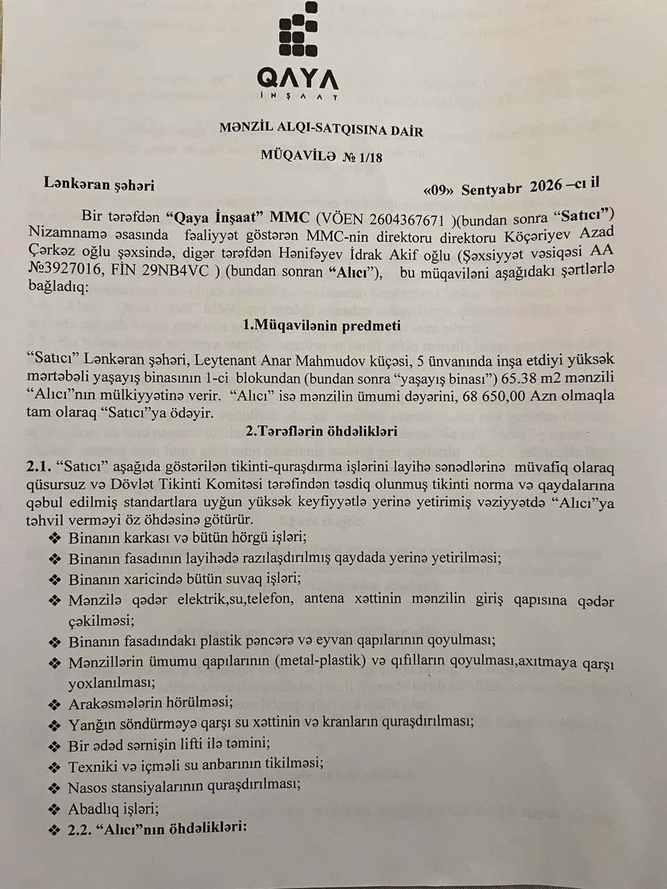 Satılır 1 otaqlı Mənzil 66 m² Lənkəran