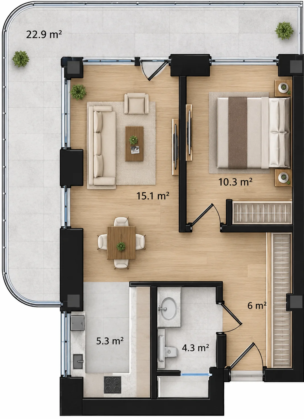 Satılır 1 otaqlı Mənzil 33.5 m² Sabunçu r. Sea Breeze q. – şəkil 2