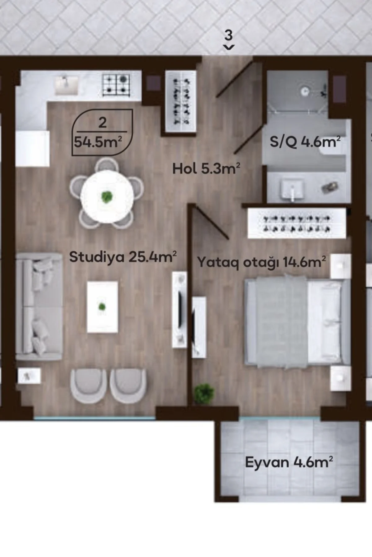 Satılır 2 otaqlı Mənzil 54.5 m² Suraxanı r. Zığ q. – şəkil 5
